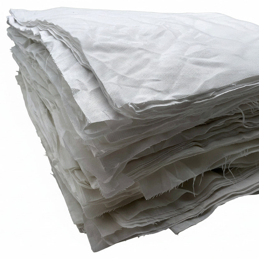Gestanzte Kattun-Putzlappen Weiß: Premium-Qualität, gleichmäßig geschnitten 40 x 40 cm, nach DIN 61650 für effizientes Arbeiten.