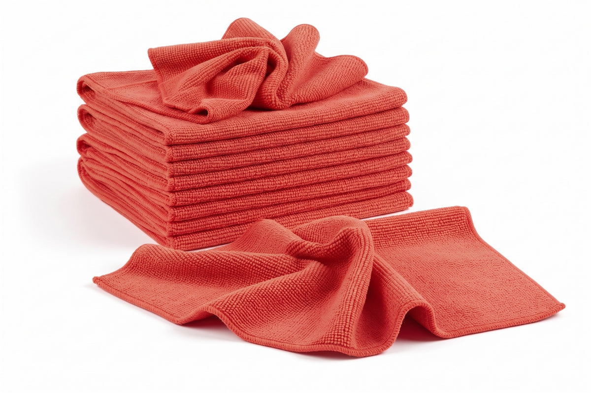 PROFI Microfasertücher Rot 40x40cm, 300g/m² Putztücher für WC & Sanitär, robuste Overlock-Naht, bis 95°C waschbar & trocknergeeignet, Reinigungstuch Set für Gewerbe.