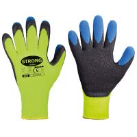 gelbe Winterarbeitshandschuhe mit schwarz-blauer Innenfläche