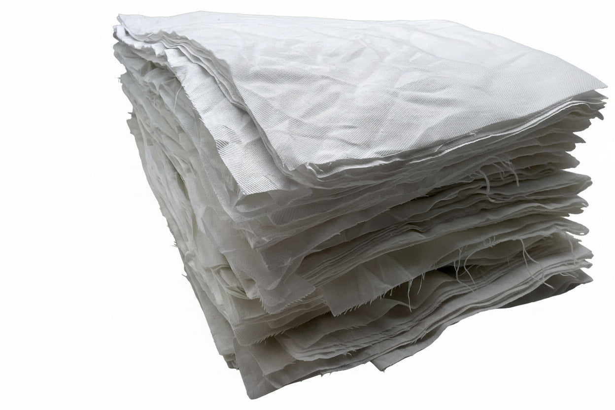 Gestanzte Kattun-Putzlappen Weiß: Premium-Qualität, gleichmäßig geschnitten 40 x 40 cm, nach DIN 61650 für effizientes Arbeiten.