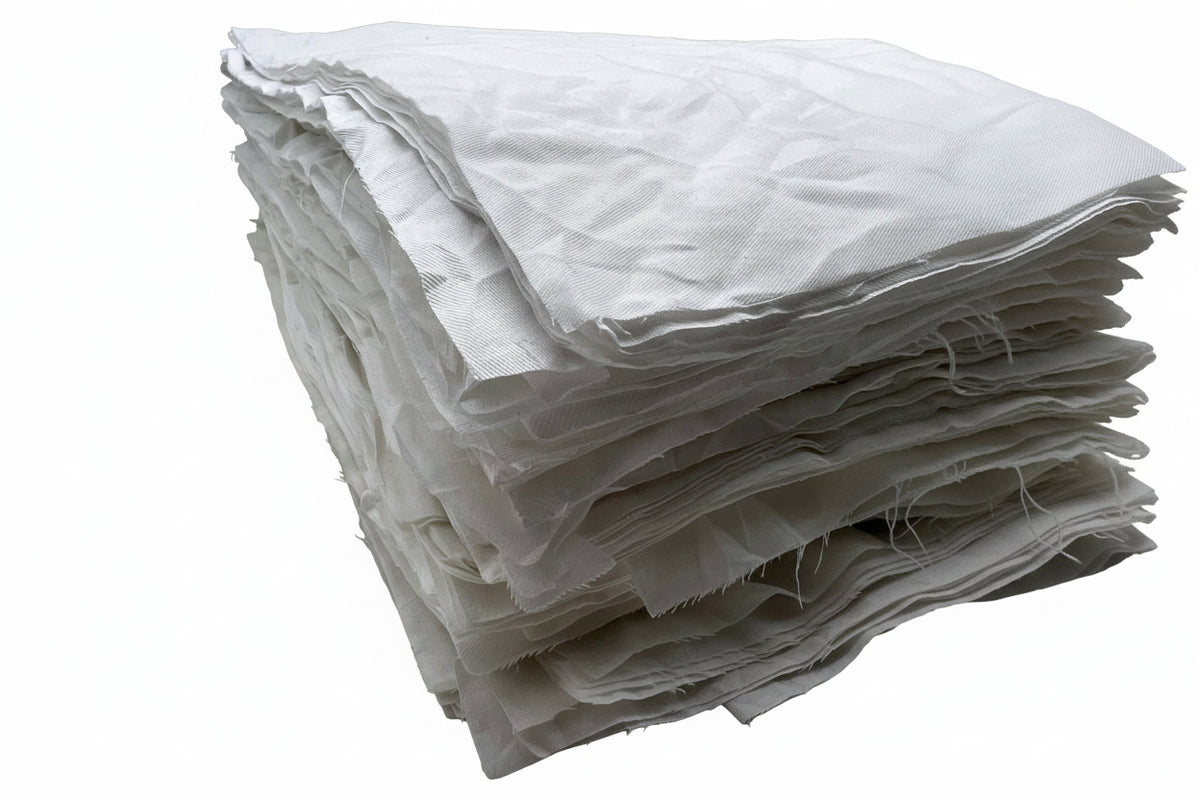 Gestanzte Kattun-Putzlappen Weiß: Premium-Qualität, gleichmäßig geschnitten 40 x 40 cm, nach DIN 61650 für effizientes Arbeiten.